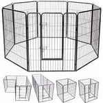 Costway - Parc pour animaux en métal pliable à 8 panneaux, enclos d'exercice pour chiots avec porte verrouillable