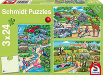 SCHMIDT - 3 jigsaw puzzles 24 pieces Day at the Zoo -  - SCM56218