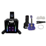 RockJam RJSC01-BK Singcube 5-Watt Rechargeable Bluetooth Karaoke Machine with Two Microphones, Black & Music Alley MA-52 Classical Acoustic Guitar Kids Guitar and Junior Guitar Blue