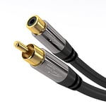 KabelDirekt - 7,5 m - Câble d'extension Cinch, Audio/Digital/Vidéo (câble coaxial, prises RCA mâle/femelle, pour caisson de basse/amplificateur/Hi-Fi, audio analogique, 75 ohms, noir)