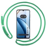 Tumundosmartphone Étui pendentif transparent pour Realme Note 50 avec cordon vert d'eau