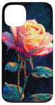 Coque pour iPhone 13 Y2k Rose pixelisée Glitch Art Rose Art Floral