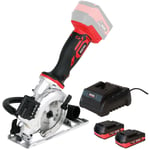 Excel 18V Cordless 115mm Mini Circular Saw with 2 x 2.0Ah Batteries & Charger