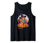 Fun Cute Lion Witch with Rainbow Mane, Halloween Pumpkins Tank Top