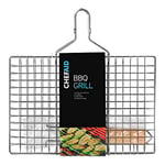 Chef Aid BBQ Griller Basket - The Perfect Grill Companion for Fish, Meat, and Vegetables. Lock in Food with Its Grill Basket Design, Flip with Ease for Even Grilling. Removable and Foldable Handle