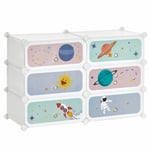 Tagère à chaussures modulable enfants, Meuble de rangement 6 emplacements, Armoire avec étagères en plastique, Organisateur avec portes, 43 x 31 x