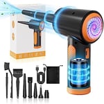 ZORUMAN Compressed Air Cleaner for PC, Rechargeable Cordless Air Duster with Led Light, 3 Speeds 91000 RPM, Electric Air Duster Air Blower Cleaner for Laptop, Keyboard, Home Car Cleaning, Orange