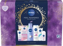 NIVEA Feel Pampered Skincare Gift Set 6 Products, Women's Gift Set Includes Body