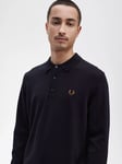 Fred Perry Wool Blend Long Sleeve Polo Shirt, Navy