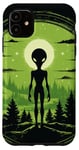 Coque pour iPhone 11 Tête d'extraterrestre verte mignonne visage OVNI || Alien