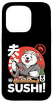 Coque pour iPhone 15 Pro Ours polaire blanc mangeant des sushis mangeant des sushis Kawaii Anime