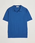 John Smedley Roper Open Collar Sea Island Polo Pacific Blue