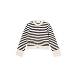 Structured Wool Cardigan, Navy Buttermilk Stripe