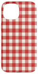 iPhone 15 Red White Checkered Plaid Flannel Gingham Pattern Checker Case