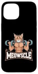 Coque pour iPhone 15 Meowscle Gym Cat T-shirt d'entraînement amusant pour les amoureux des chats