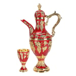 (Gold And Red)Exquisite Coffee Set Turkish Coffee Pot With 6 Cups