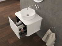 Meuble sous-vasque à suspendre l.61 cm avec plan de toilette et vasque à poser, blanc mat, Idra