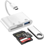 Tec-Digi USB C to SD/Micro SD Card Reader, 3 in 1 USB to Type-C Camera Connection Kit Adapter,SD TF Card Reader Adapter for New iPad Pro, MacBook Pro/Air, ChromeBook,Samsung and More, white