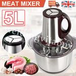 5L Electric Chopper Food Processor Multi Blender Meat Fruit Vegetable Nuts Mixer