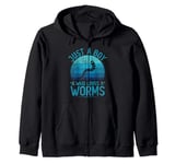 Vintage Worms, Just A Boy Who Loves Worms Boys Kids Men's Zip Hoodie