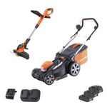 Lot Tondeuse 37cm 2x20V + coupe-bordure sans fil YARD FORCE  LM C37+LT C25 - 3 batteries 20V et chargeurs inclus