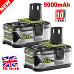 2X 18 Volt Battery 18V 5.0Ah Lithium  For Ryobi P108 One Plus RB18L40 RB18L50