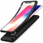 Coque Intégrale Silicone Pour iPhone Xs Max Couleur Noir + Verre Trempé Anti Ch