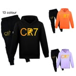 CR7 Ronaldo Barn Pojkar Casual Träningsoverall Fotboll Huvtröja Träningsbyxor Pullover Outfit Röd Röd Ed 130 cm Rosa 120cm