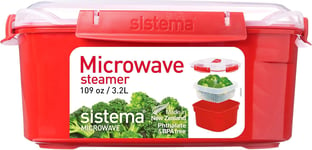 Sistema Microwave Large Steamer with Removable Steamer Basket, 3.2 L - Red/Clea