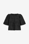 Gina Tricot - Blus Brocade Puff Sleeve Blouse - Svart