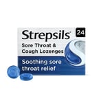 Strepsils Sore Throat and Cough, Throat Lozenges, 24 Total, Soothes Sore Throat, Tickly Cough, Dry Cough, Sore Throat Relief, Fast Acting, Dual Relief, Sore Throat, Medication