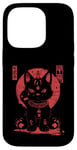 Coque pour iPhone 14 Pro Chat Maneki-Neko en colère porte-bonheur avec art japonais Kanji