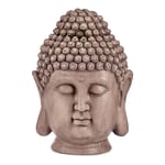 Dekorativ Trädgårdsfigur Buddha Huvud Grå Polyresin (31,5 x 50,5 x 35 cm)