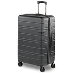 JASLEN - Rigid Suitcase Medium Size - ABS Medium Suitcase 68cm Hard Shell Suitcase - Lightweight 20kg Suitcase with TSA Approved Locks - Lightweight and Resistant Travel Medium Size Suitcase, Black