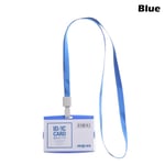 Id Card Holder Employee Badge Passport Protector Blue Horizontal