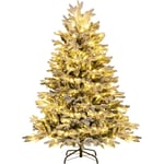 Sapin de Noël 180cm, Arbre de Noel Slim Enneigées avec led, Pieds de Sapin de Noël en Métal (1022 Branches) - Relax4life