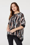 Izabel London Womens Black Printed 1/2 Sleeve Blouse Top - Size 10 UK