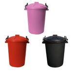 3 x 50L Heavy Duty Bin with Clip Lock Lid Kitchen Garden Rubbish Storage Dustbin