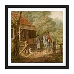 Artery8 Andriessen Dutch Landscape House Horse Painting Square Wooden Framed Wall Art Print Picture 16X16 Inch