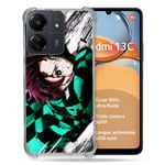 Cokitec Coque Renforcée pour Xiaomi Redmi 13C 4G Manga Demon Slayer Tanjiro