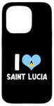 iPhone 15 Pro I Love Saint Lucia Pride St. Lucian Flag Heart Case