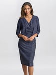 Gina Bacconi Miriam Glitter Dress & Jacket Set, Navy/Silver