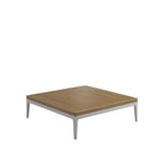 Gloster - Grid Square Coffee Table, Frame White, Teak Top - Soffbord utomhus - Henrik Pedersen - Vit - Metall/Trä