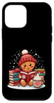 Coque pour iPhone 12 mini Bonhomme Bibliothèque de Noël pour amateurs de livres de lecture en pain d'épice