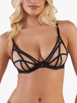 Playful Promises Ramona Strap Detail Illusion Mesh Plunge Bra