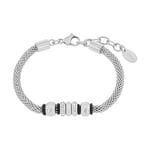 s.Oliver bracelet en acier inoxydable caoutchouc dames bijoux de bras, avec cristal, 18+3 cm, argent, Livré dans une boîte cadeau de bijoux