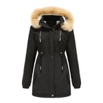 Parka Femme,Chaleureuse Manteau Femme D'automne D'hiver,Doudoune Femme Longue À Capuche Fausse Fourrure Grande Taille