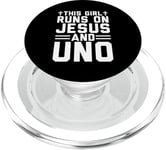 This girl runs on Jesus and uno funny christian card game PopSockets PopGrip for MagSafe