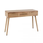 TSARA Console 3 tirois bois/ rotin