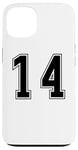 Coque pour iPhone 13 Noir Numéro 14 Équipe Junior Sports Uniforme Numéroté